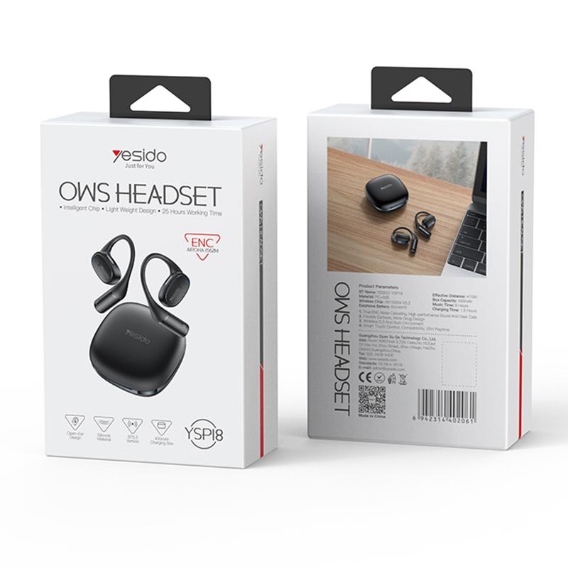 Black Open Wireless Bluetooth Earphones - Ysp18 Ows 11