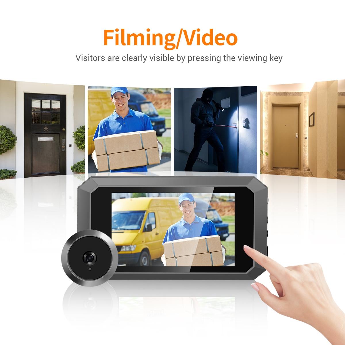 1080P Smart Digital Door Viewer With Night Vision - 3.97 Inch Wide Angle - Black 6