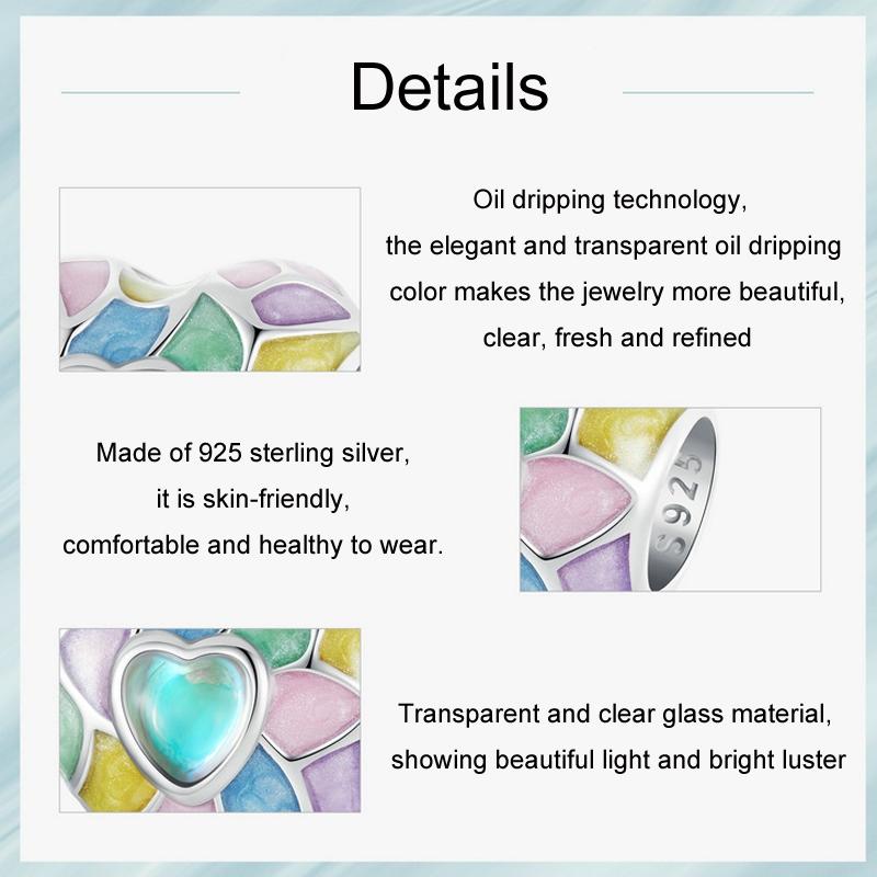 925 Sterling Silver Neon Love Heart Diy Beads Plated 5