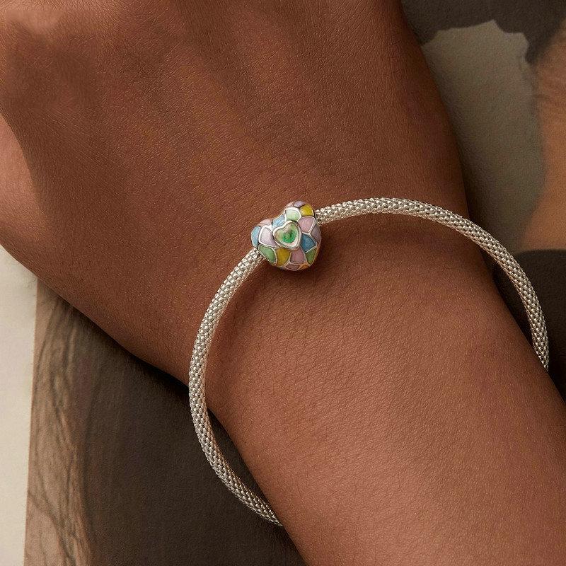 925 Sterling Silver Neon Love Heart Diy Beads Plated 7