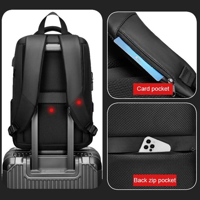 Expandable Usb Laptop Backpack for Business Travel - Black 4