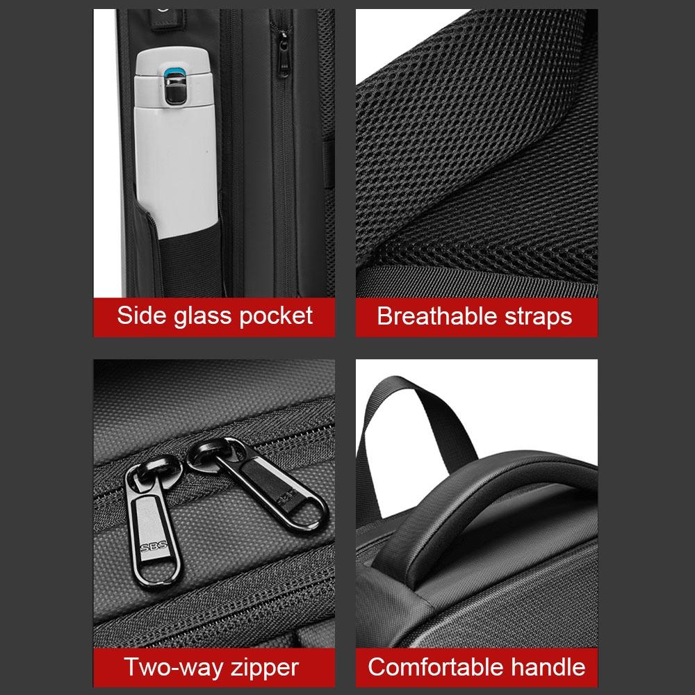 Expandable Usb Laptop Backpack for Business Travel - Black 5