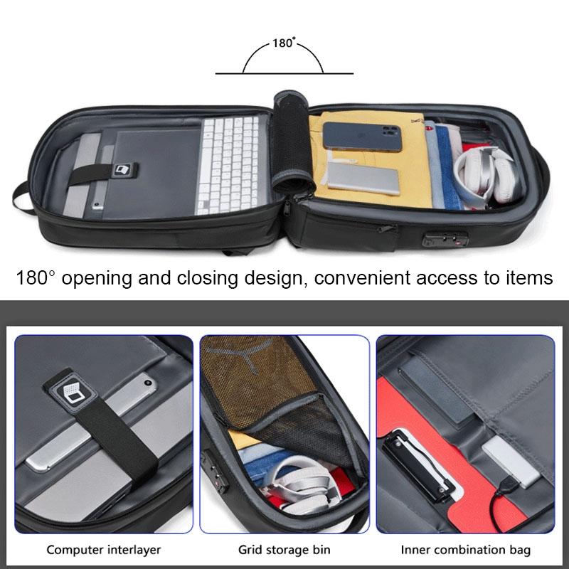 Expandable Usb Laptop Backpack for Business Travel - Black 11