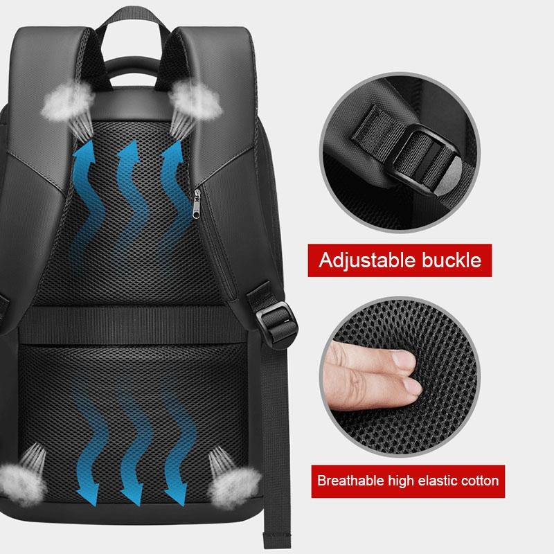 Expandable Usb Laptop Backpack for Business Travel - Black 12