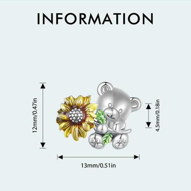 925 Sterling Silver Adorable Sunflower Diy Bead Bracelet 6