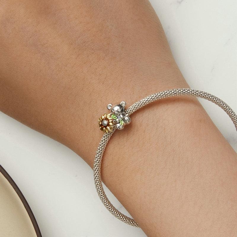 925 Sterling Silver Adorable Sunflower Diy Bead Bracelet 8