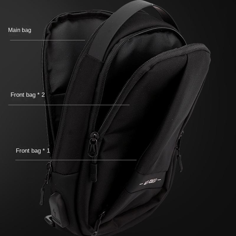 Oxford Cloth Chest Bag Shoulder Messenger - Black 9