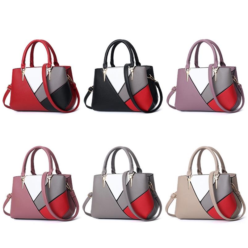 Colourblock Ladies Handbag - Pu Material - Red Wine 3