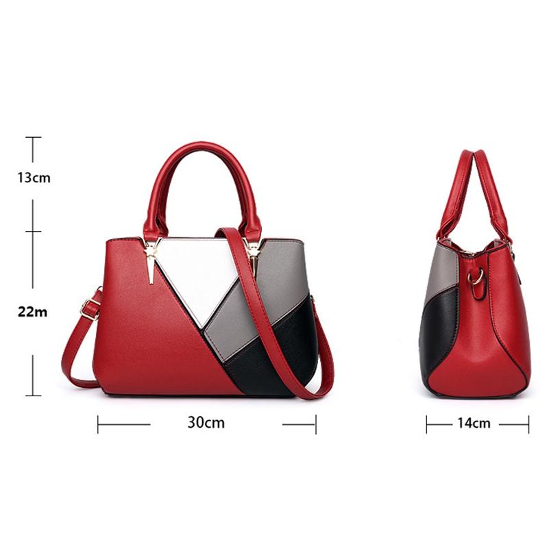 Colourblock Ladies Handbag - Pu Material - Red Wine 4