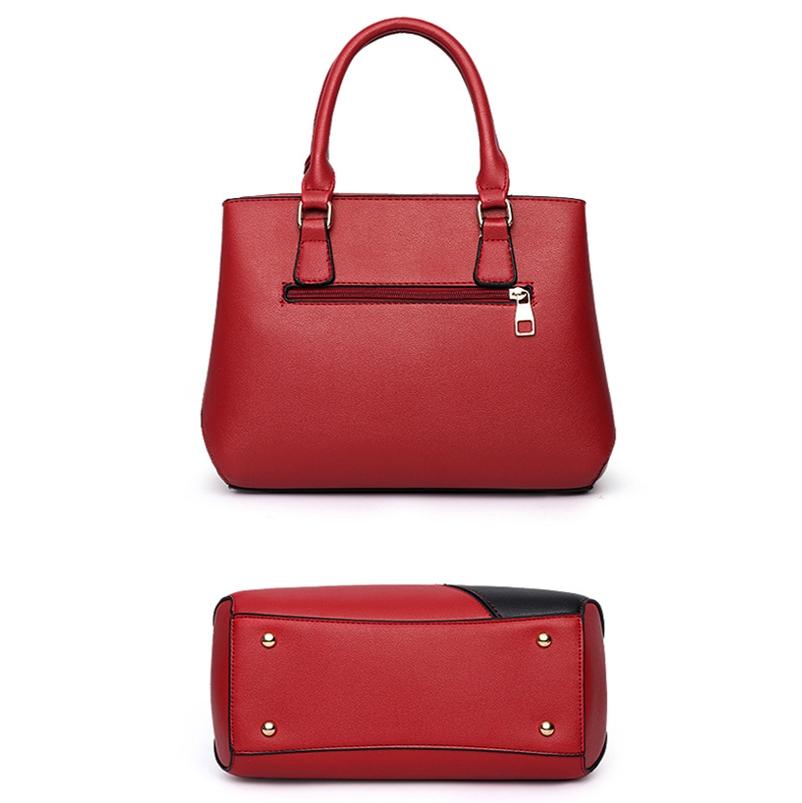 Colourblock Ladies Handbag - Pu Material - Red Wine 5
