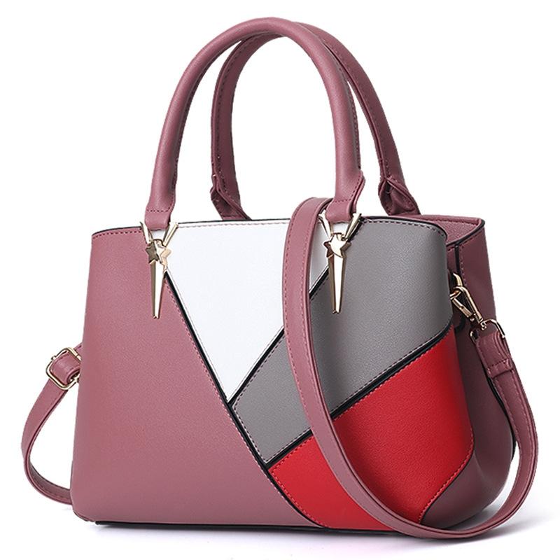 Colourblock Ladies Handbag - Pu Material - Red Wine 9