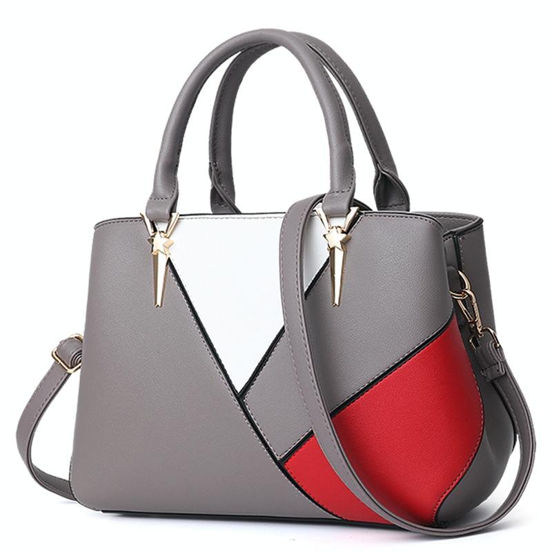 Colourblock Ladies Handbag - Pu Material - Red Wine 10