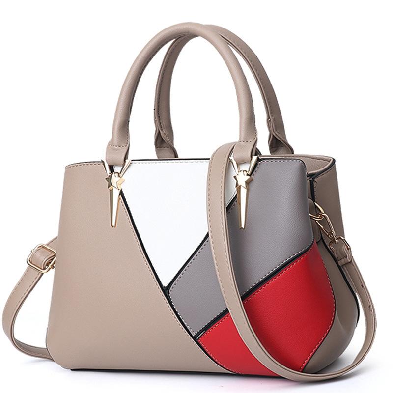 Colourblock Ladies Handbag - Pu Material - Red Wine 12