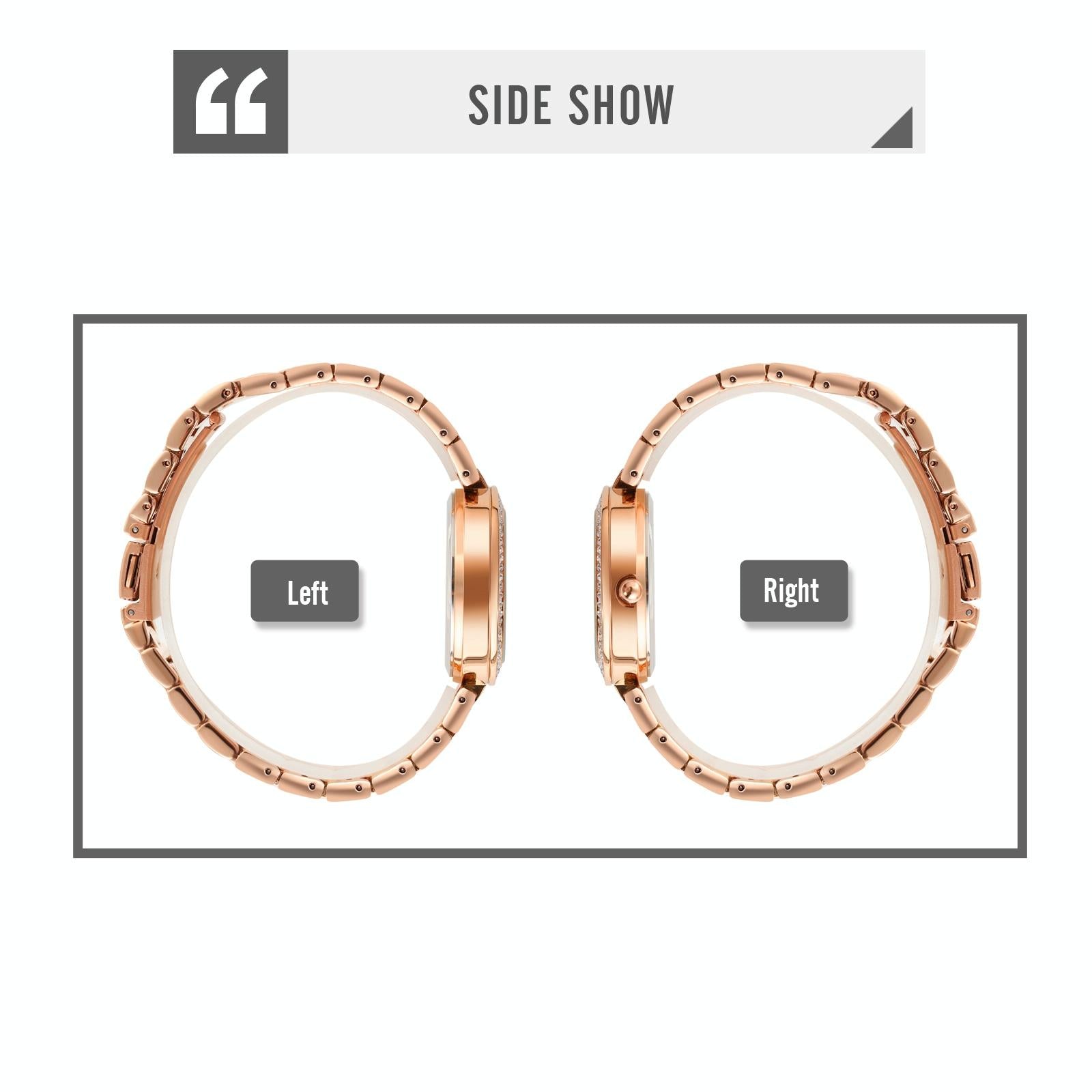 Women Quartz Watch with Diamond Roman Numerals and Round Dial - Rose Gold 5
