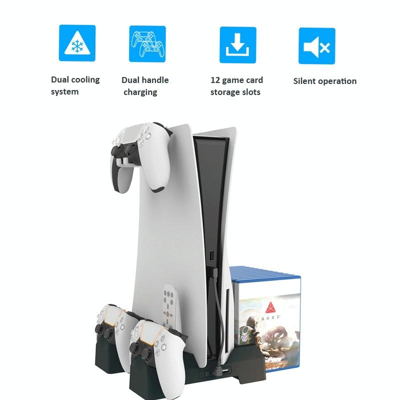 Ps5 Dual-seat Charging & Cooling Base Rack with Storage - Compact Design - White 3