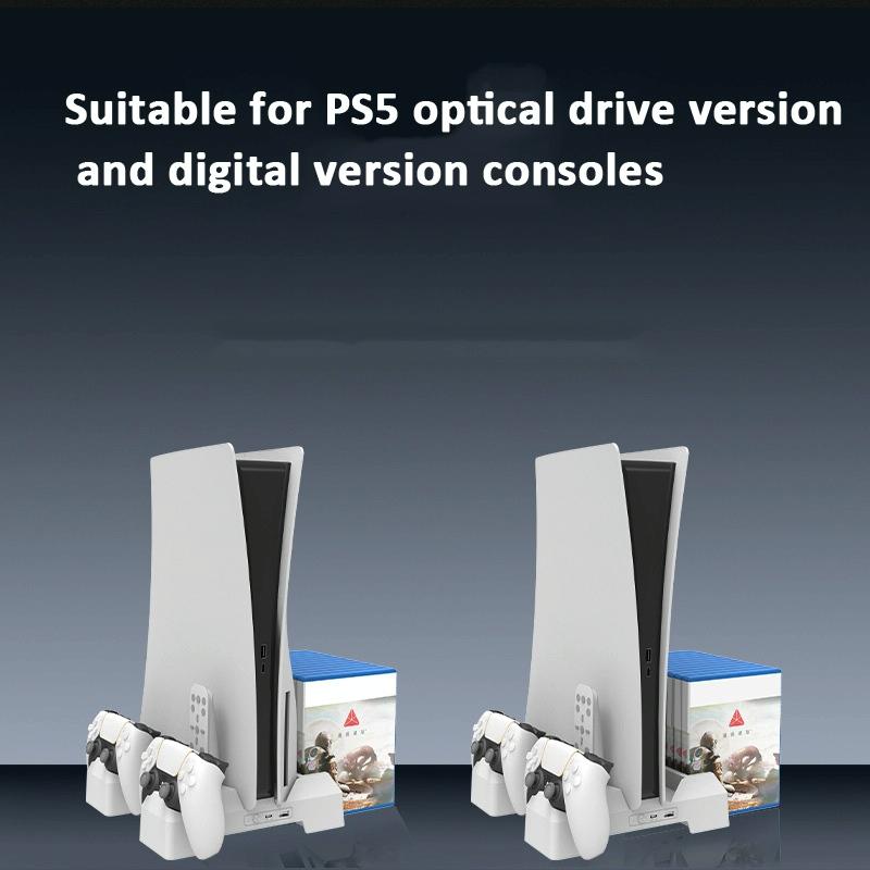 Ps5 Dual-seat Charging & Cooling Base Rack with Storage - Compact Design - White 6