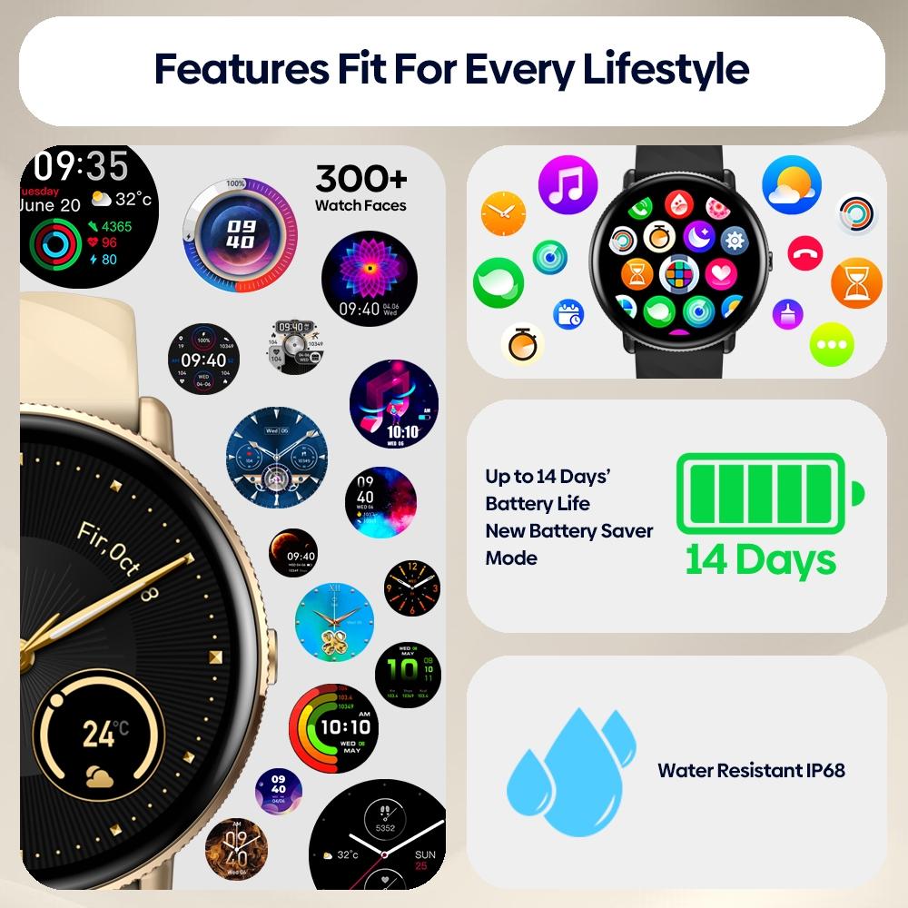 1.43 Inch Screen Voice Calling Smart Watch Support Heart Rate / Blood Pressure / Blood Oxygen - Black 12