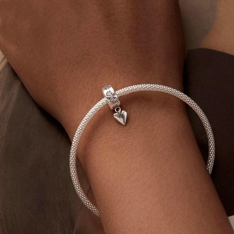 925 Sterling Silver Platinum Plated Smart Heart Diy Beads 7