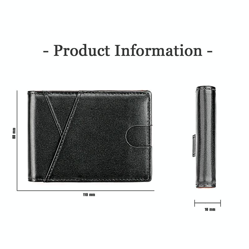 Leather Rfid Wallet with Front Pocket - Black - Orange 5