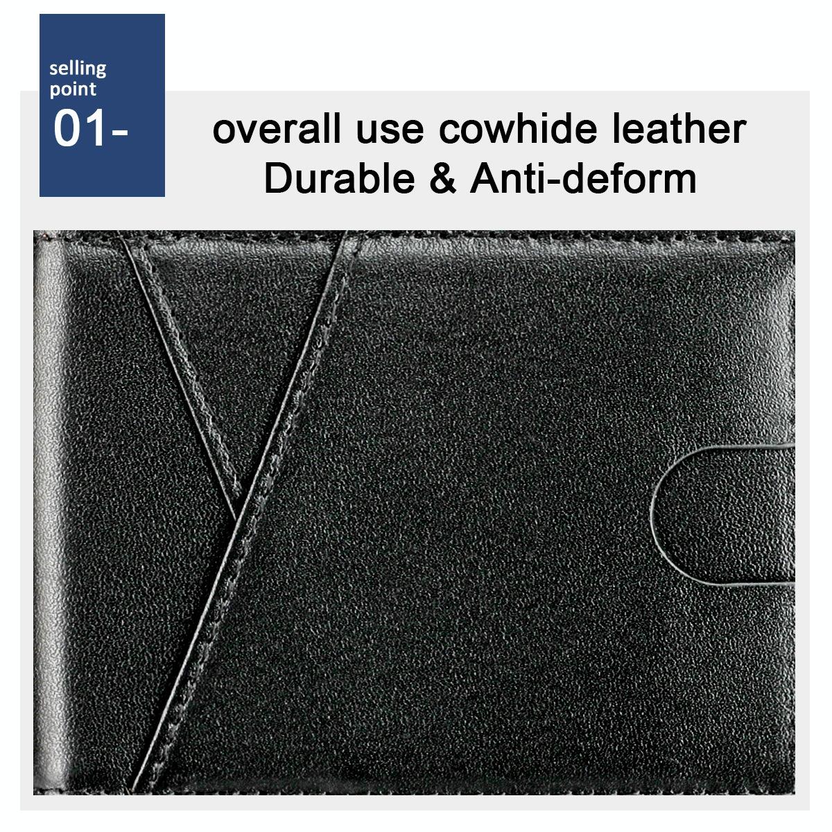 Leather Rfid Wallet with Front Pocket - Black - Orange 7
