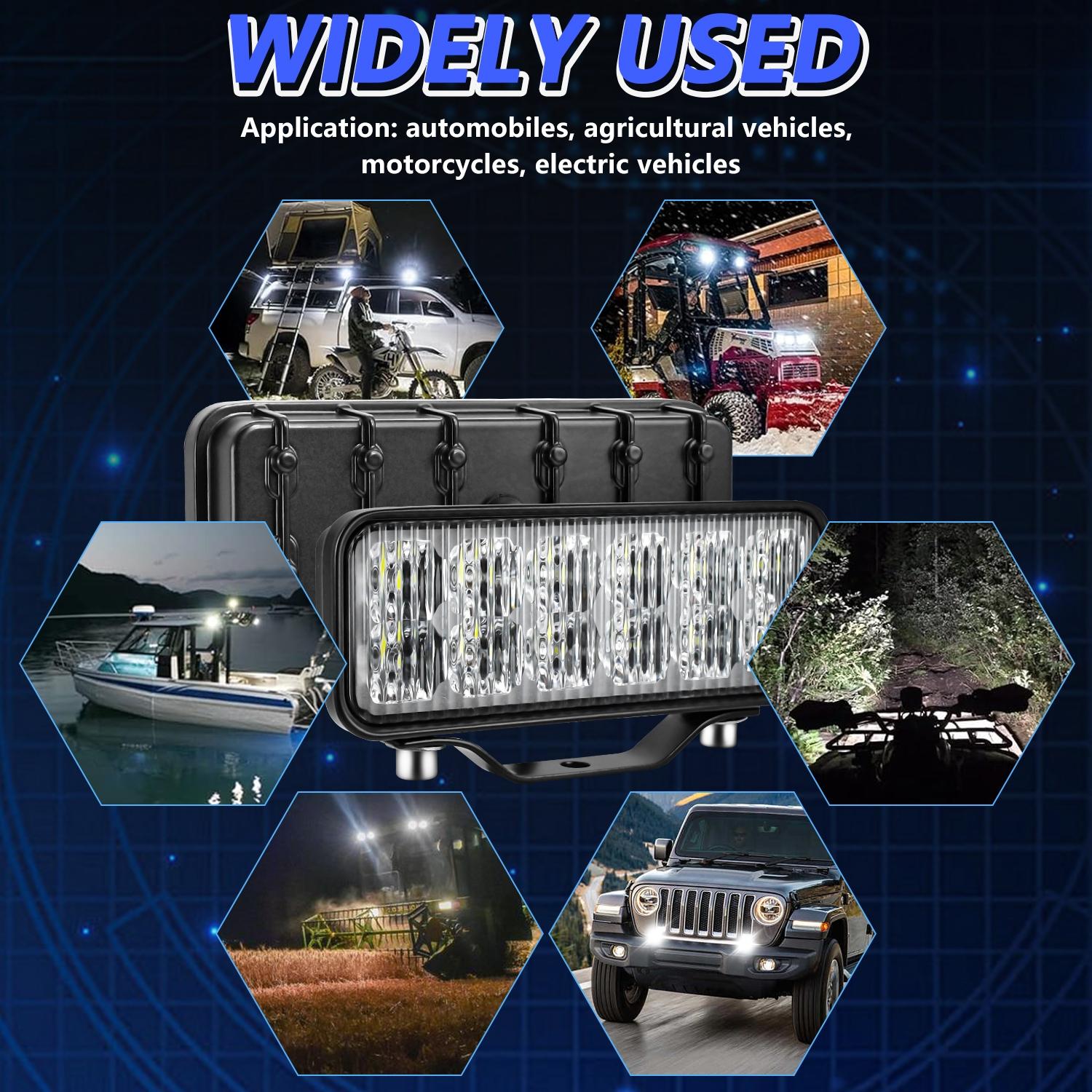 14W 9 - 30V 6 Inch Long Waterproof Car Work Headlight With Wire Set 12