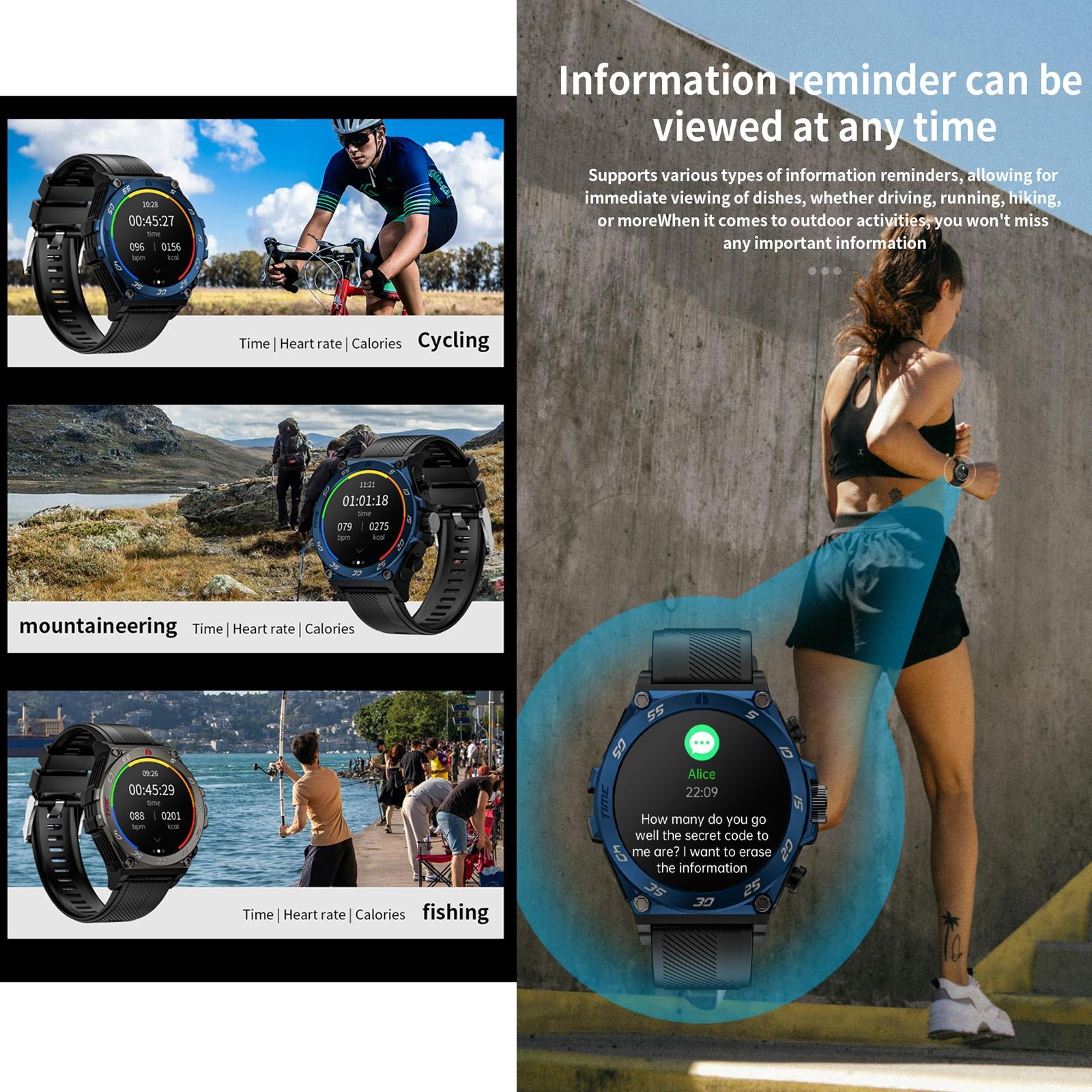 1.53 Inch Ip67 Bt5.0 Sport Smart Watch With Earbuds Support Bluetooth Call / Sleep / Blood Oxygen / Heart Rate / Blood Pressure Health Monitor - Black 10
