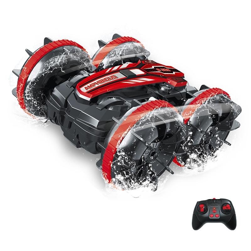 Amphibious Stunt Rc Car - Double-sided Rolling - 2.4g - Electric - Kids' Toy - Red 13
