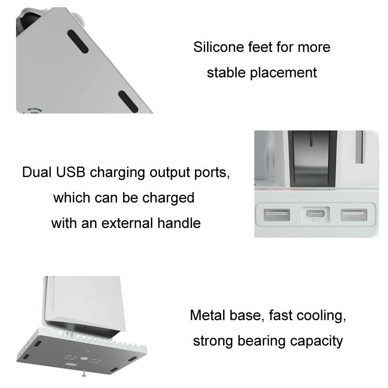 Ps5 Cooling Handle with Charging Base and Disc Storage Rack - White 4