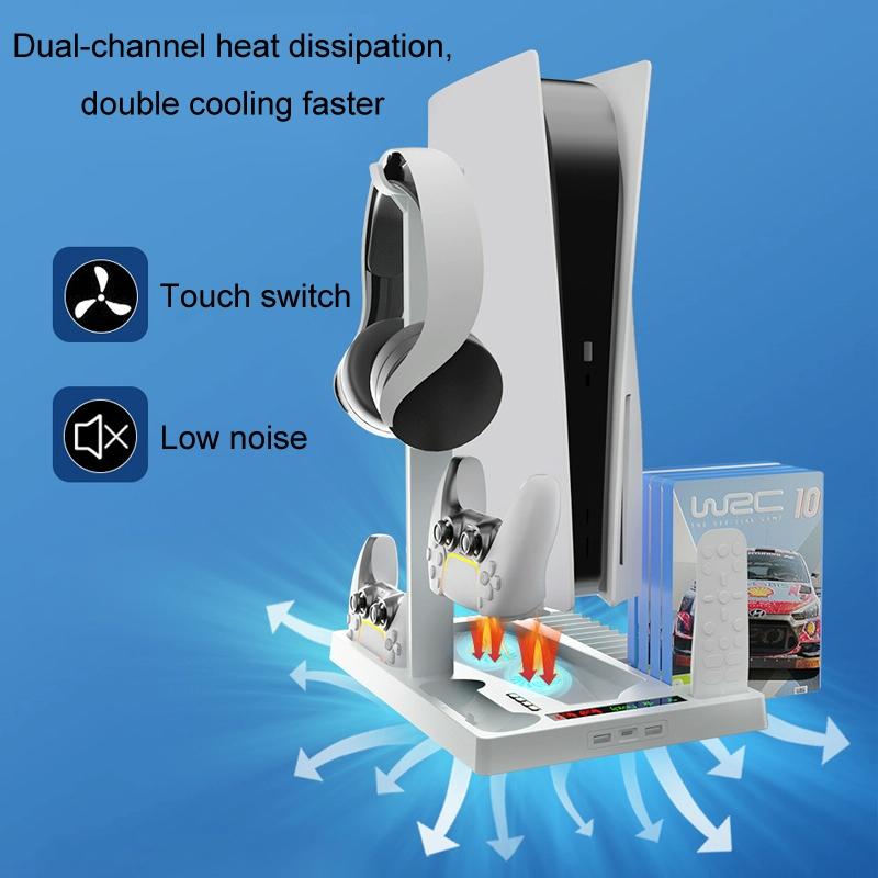 Ps5 Cooling Handle with Charging Base and Disc Storage Rack - White 5