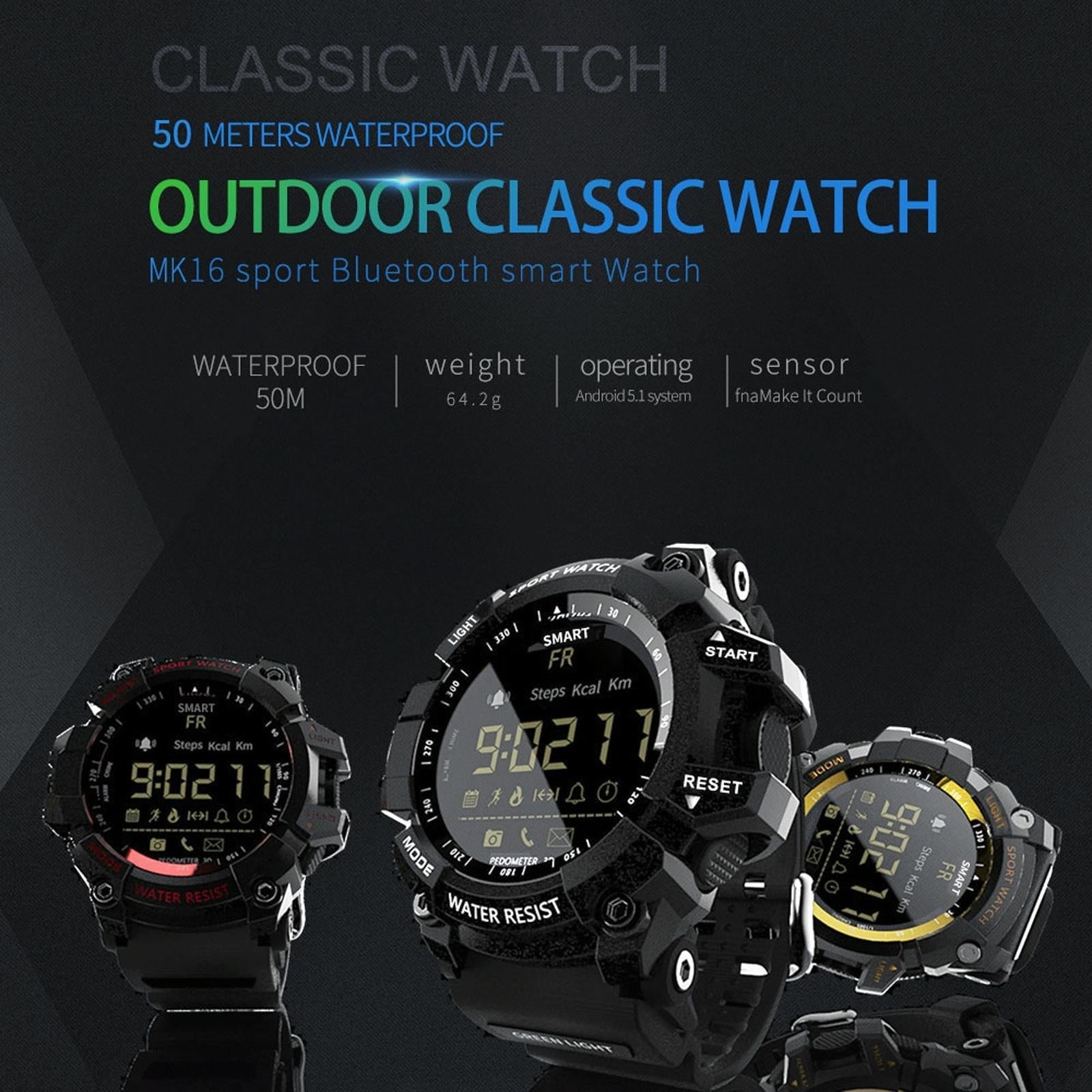Lcd Screen 50M Waterproof Smart Watch Support Information Reminder / Remote Camera / Walking Motion Monitor Black 3