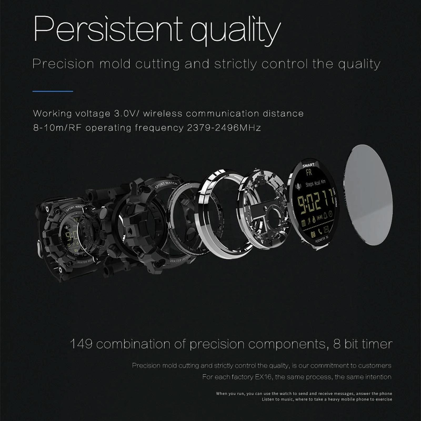 Lcd Screen 50M Waterproof Smart Watch Support Information Reminder / Remote Camera / Walking Motion Monitor Black 5