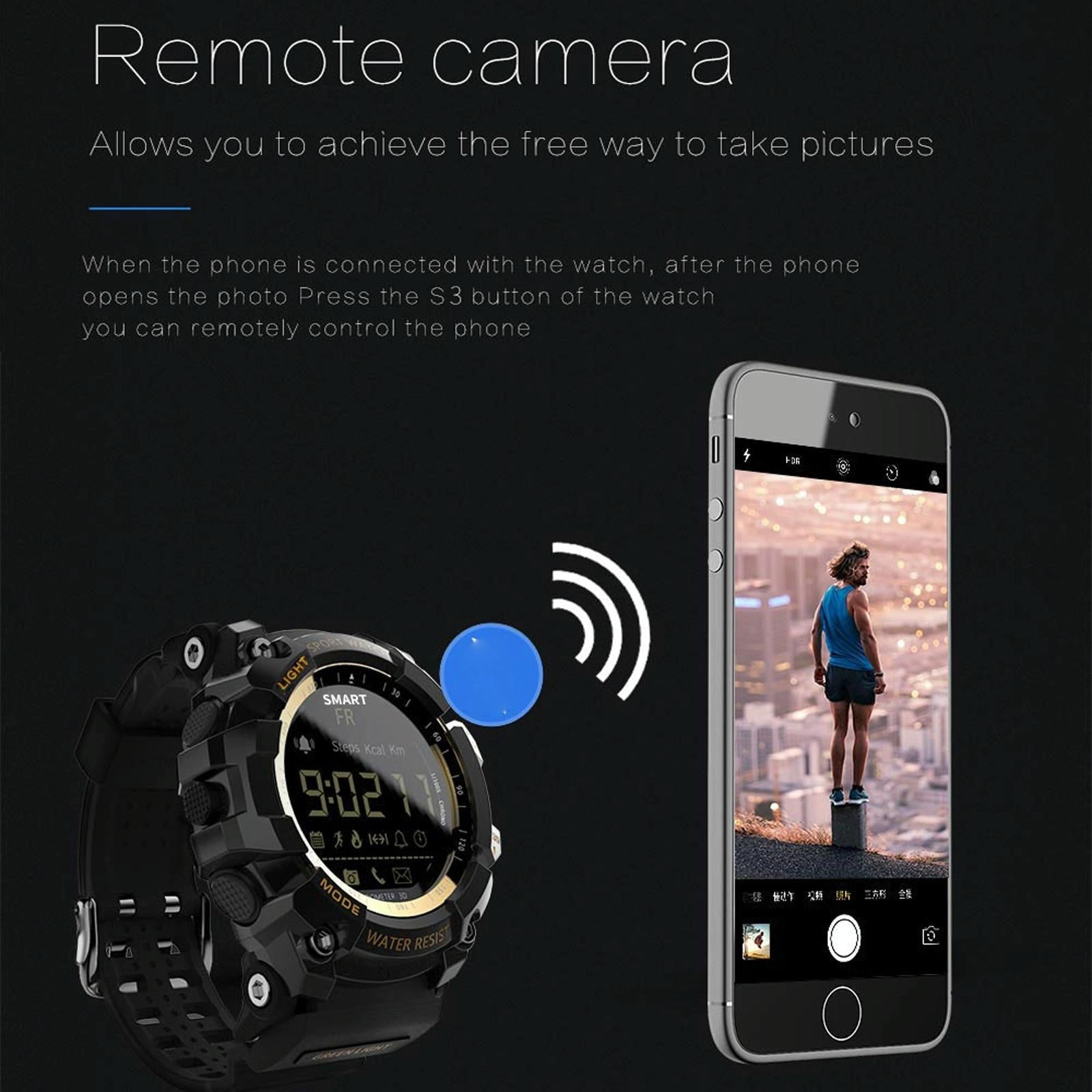 Lcd Screen 50M Waterproof Smart Watch Support Information Reminder / Remote Camera / Walking Motion Monitor Black 9