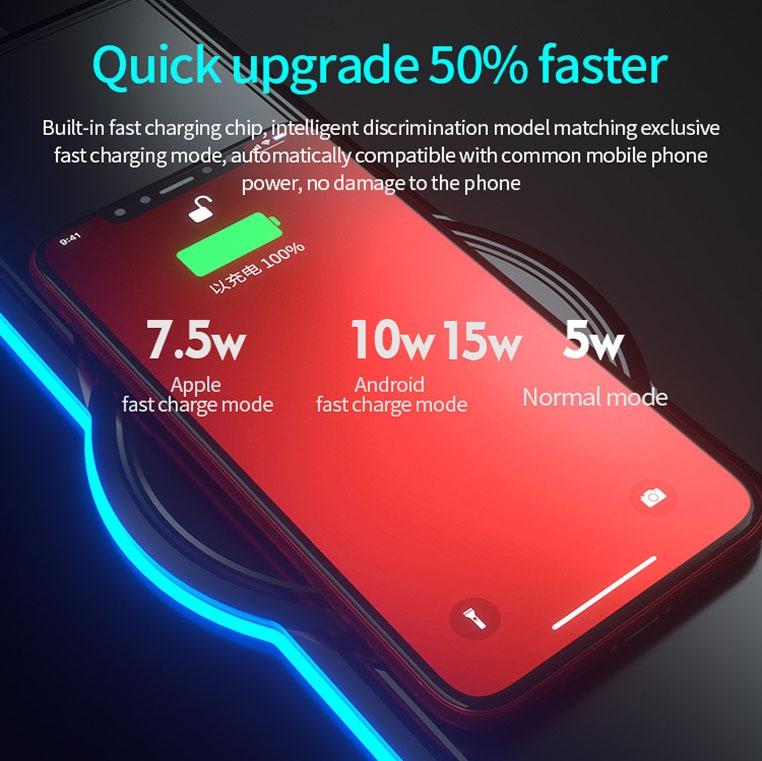 Wireless Charging Rgb Mouse Pad - Black 7