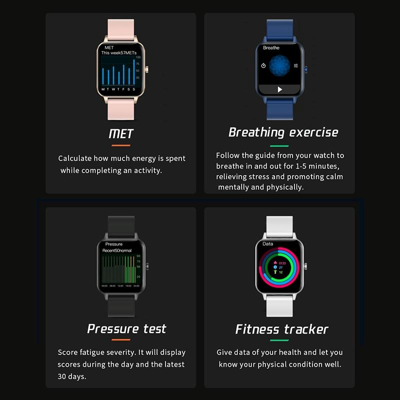 1.69 Inch Ips Touch Screen Ip68 Waterproof Smart Watch Support Sleep Monitoring / Heart Rate Monitoring / Bluetooth Call / Body Temperature Monitoring - Black 8