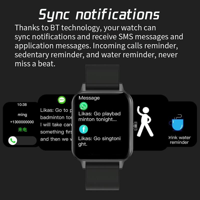 1.69 Inch Ips Touch Screen Ip68 Waterproof Smart Watch Support Sleep Monitoring / Heart Rate Monitoring / Bluetooth Call / Body Temperature Monitoring - Black 9