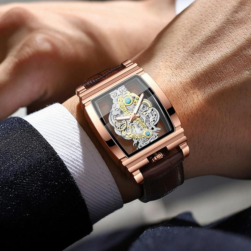 Waterproof Luminous Business Watch for Men - Gear Hollow Outdoor - Rose Gold Steel Strap 7
