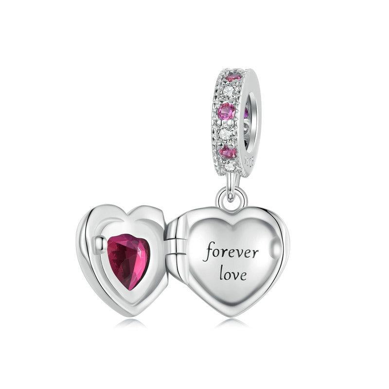 925 Sterling Silver Love Heart Pendant Diy Beads 3
