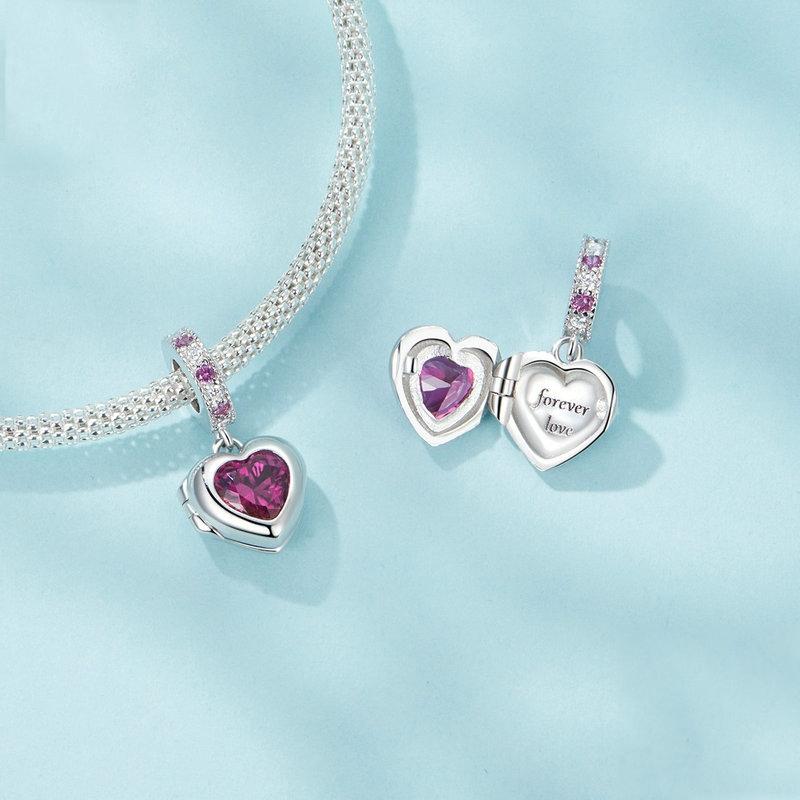 925 Sterling Silver Love Heart Pendant Diy Beads 5