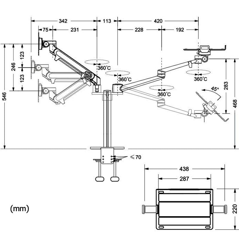 Adjustable Desktop Stand for 17-32 and 12-17 Monitors - Aluminum - Black 12