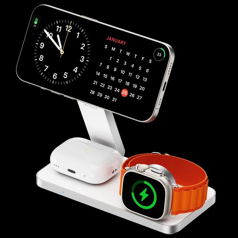3 In 1 Magnetic Wireless Charging Dock For Apple Devices - Black 6