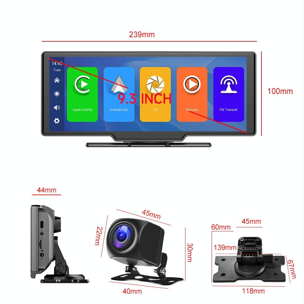 9.3 Hd Wired Smart Player With Wireless Carplay - Split-Screen Display Black 11