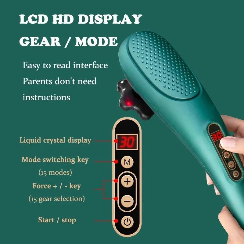 6-In-1 Handheld Massager 15 Modes Heating & Vibration Green 4