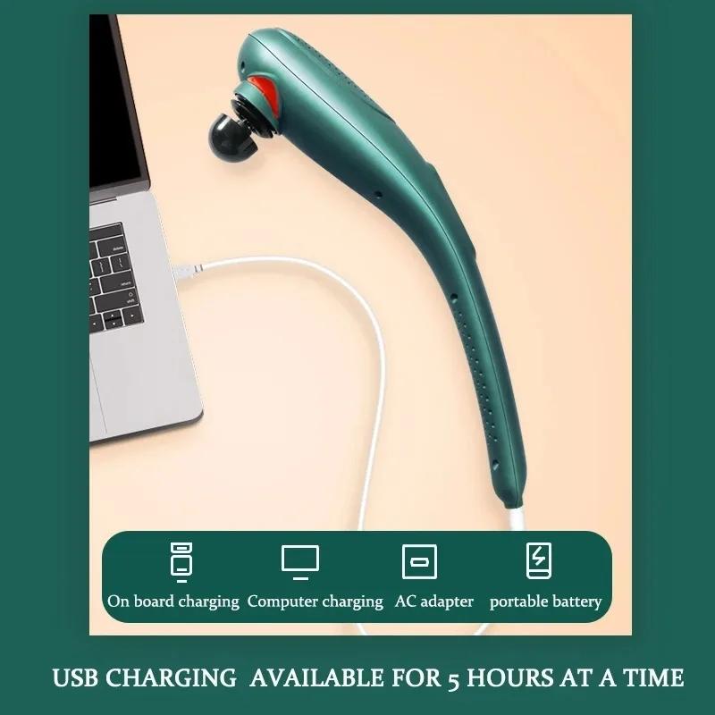 6-In-1 Handheld Massager 15 Modes Heating & Vibration Green 8