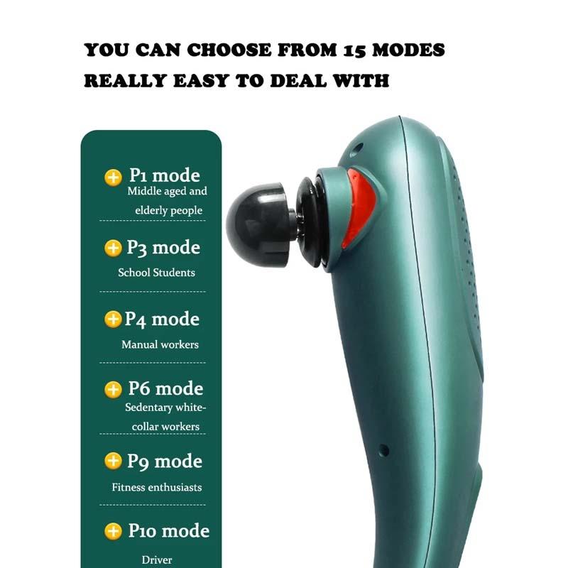 6-In-1 Handheld Massager 15 Modes Heating & Vibration Green 9