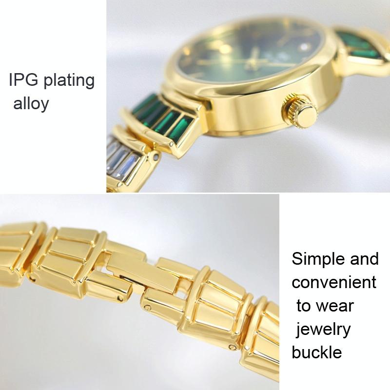 Women Diamond Symphony Wrist Watch with Inlaid Diamonds - Golden Red 6