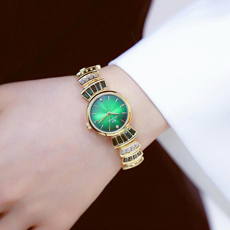 Women Diamond Symphony Wrist Watch with Inlaid Diamonds - Golden Red 9