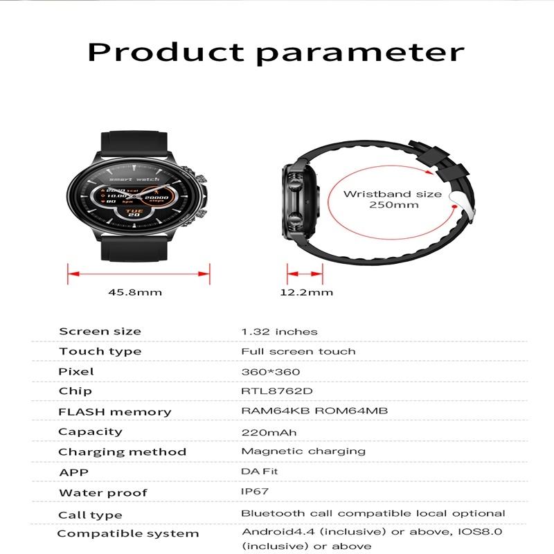 Silicone Band Smart Watch With Colour Screen - Black 9