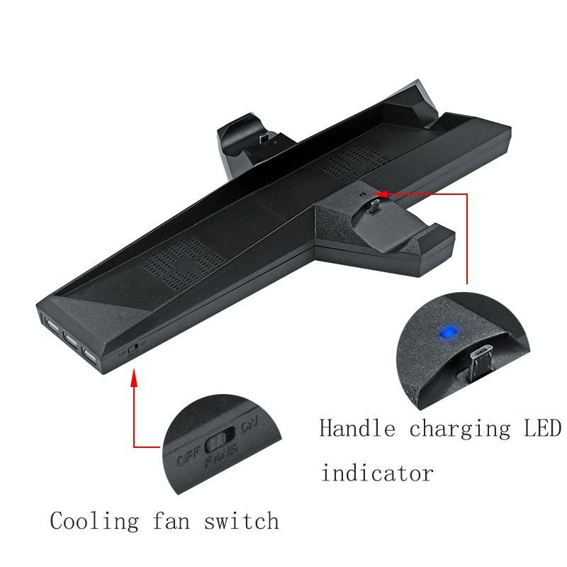 Ps4 Dual Handle Charging Base with Console Radiator - Black 6