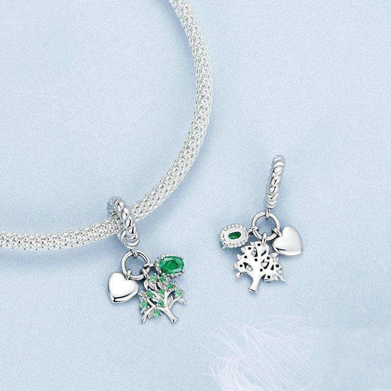 925 Sterling Silver Platinum Plated Zircon Tree Of Life Pendant 3