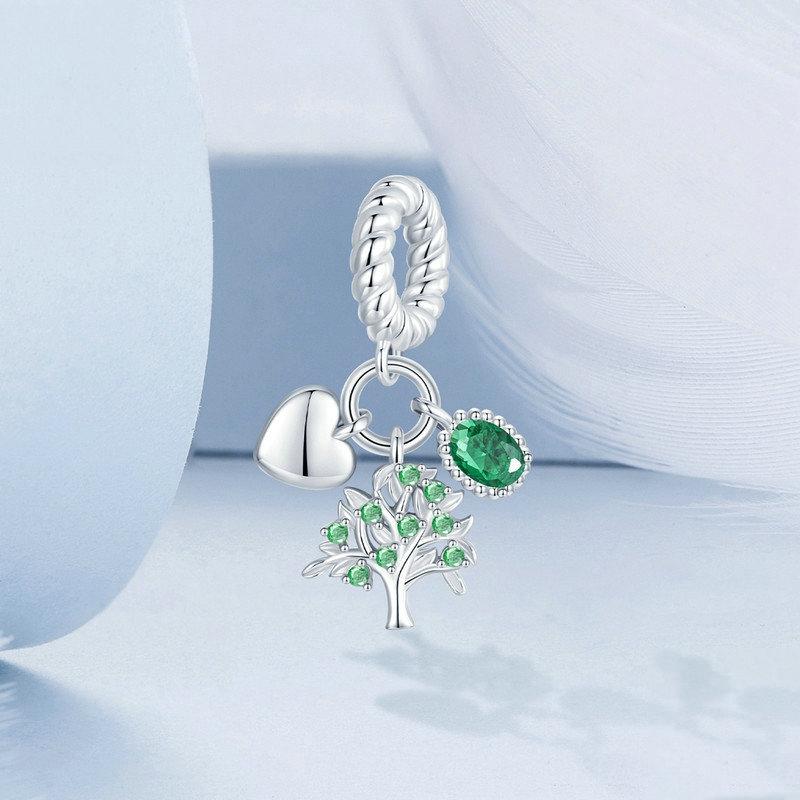 925 Sterling Silver Platinum Plated Zircon Tree Of Life Pendant 4